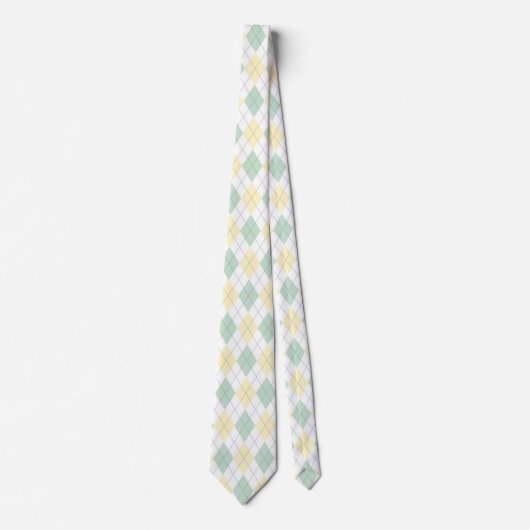 Groene & Gele Argyle stropdas (Voorkant)