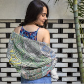 Groene gele blauwe roze paislebloemen bad handdoek