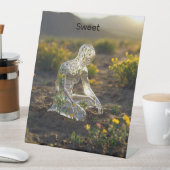 Groene & Gele Bloem & Man Reclamebord Met Voetstuk (Insitu)