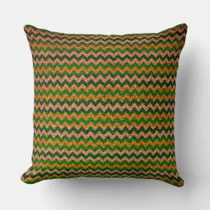 Groene gele Chevron Stripes Pattern Kussen