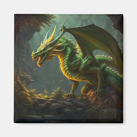 Groene & Gele Draak Magneet (Voorkant)