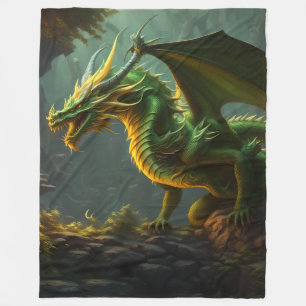 Groene & Gele Dragon Fleece Deken