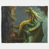 Groene & Gele Dragon Fleece Deken (Voorkant (Horizontaal))