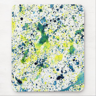 Groene, Gele, en Blauwe Abstracte Waterverf Muismat
