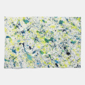 Groene, Gele, en Blauwe Abstracte Waterverf Theedoek (Horizontaal)