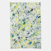 Groene, Gele, en Blauwe Abstracte Waterverf Theedoek (Verticaal)