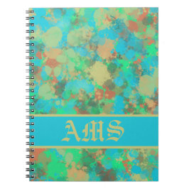 Groene, gele en blauwe druppels abstract notitieboek