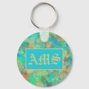 Groene, gele en blauwe druppels abstract sleutelhanger