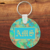 Groene, gele en blauwe druppels abstract sleutelhanger (Voorkant)