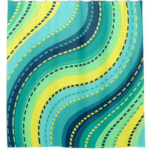 Groene gele en blauwe snelweg douchegordijn (Voorkant)