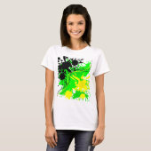 Groene, gele en zwarte spatverf t-shirt (Voorkant volledig)