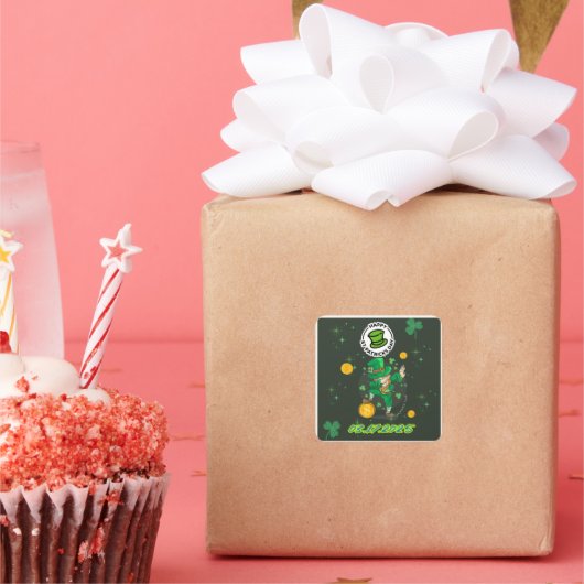 Groene gele illustratie St. Patrick's Day Vierkante Sticker (Feest)
