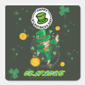 Groene gele illustratie St. Patrick's Day Vierkante Sticker (Voorkant)
