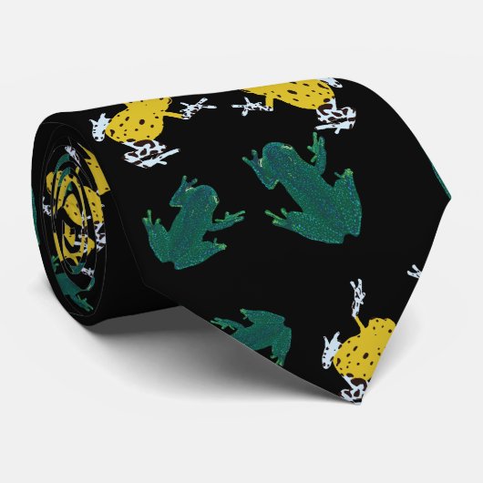 Groene gele kikkers stropdas (Opgerold)