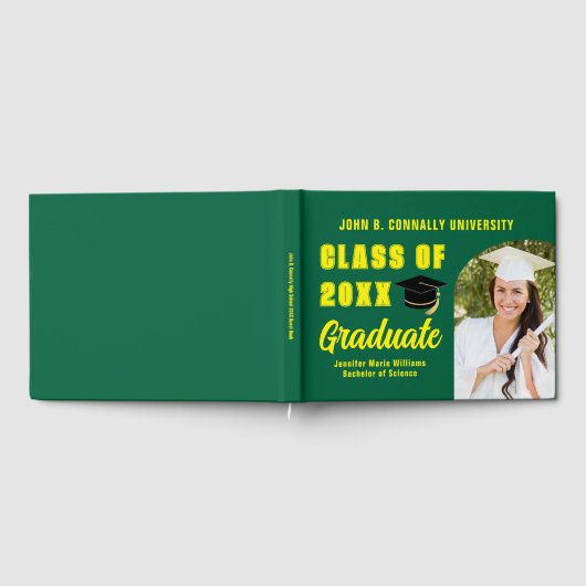 Groene Gele Klasse van 2025 Foto Custom Afstuderen Gastenboek (Volledig)