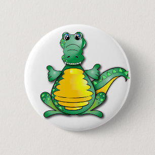 Groene gele krokodil ronde button 5,7 cm