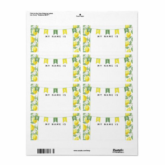 Groene + gele lemonboom Hallo mijn naam is Sticker (Full Sheet)