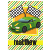 Groene, Gele & Oranje raceauto, Strepen Klembord (Achterkant)