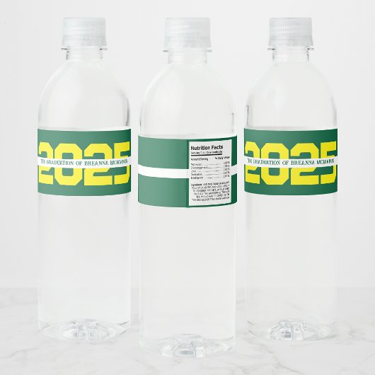 Groene & Gele Persoonlijke Afstuderen Waterfles Etiket