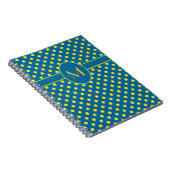 Groene, gele polka's monogram spiraal Notitieboek (Rechterzijde)