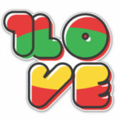 Groene gele rode rata Reggae One Love Sticker (Voorkant)