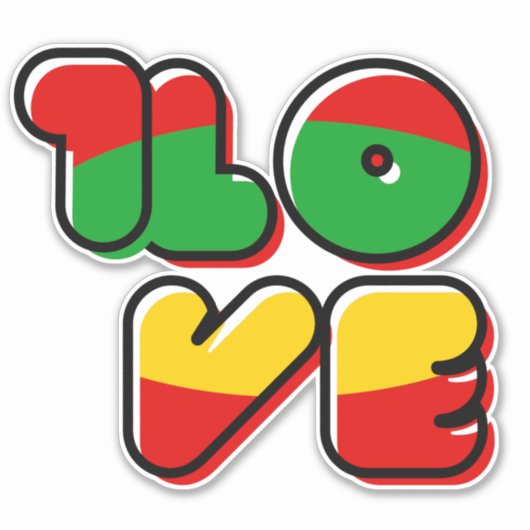 Groene gele rode rata Reggae One Love Sticker (Voorkant)