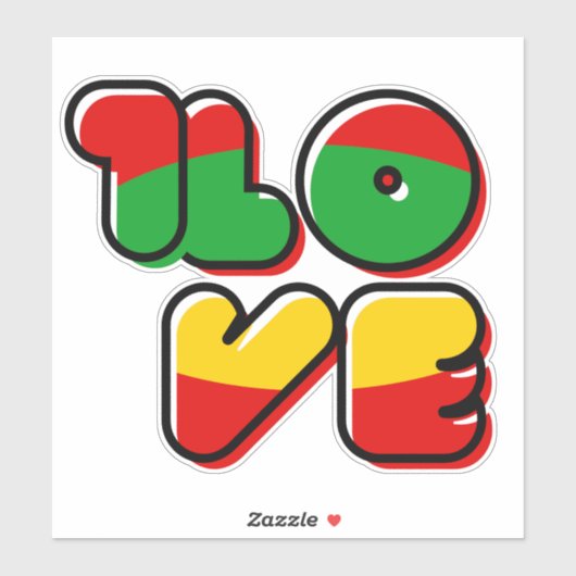 Groene gele rode rata Reggae One Love Sticker (Vel)