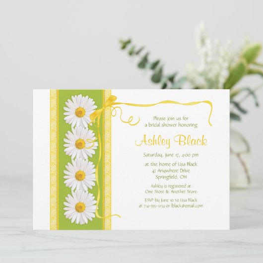 Groene Gele Shasta Daisy Bridal Shower Kaart (Staand voorkant)