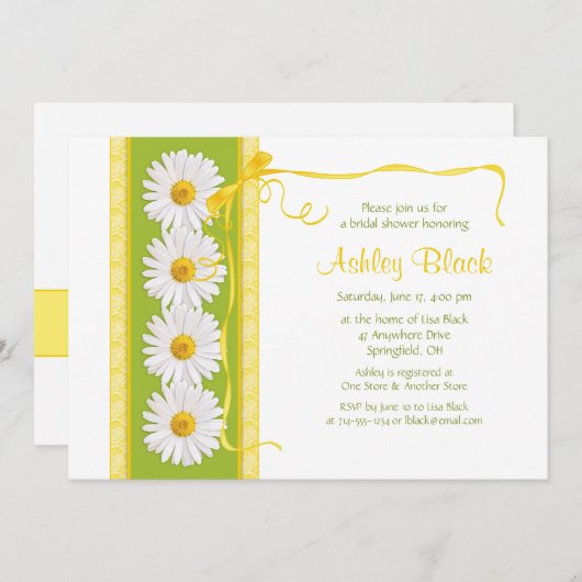 Groene Gele Shasta Daisy Bridal Shower Kaart (Voorkant / Achterkant)