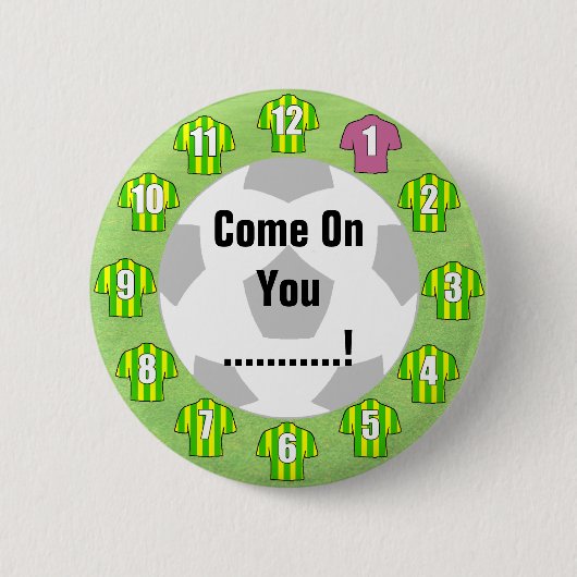 Groene & Gele Shirten Football Fan Button Badge (Voorkant)