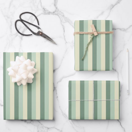 Groene & Gele Strepen Inpakpapier Vel (Voorkant)