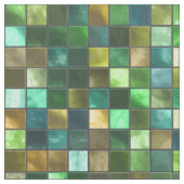 Groene gele vierkant patroonmozaïekdruk stof (Close Up)