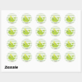Groene & Gele Walvis op Pastel Groene Strepen Ronde Sticker (Vel)