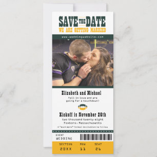 Groene Gele Weddenschap Sparen de Ticket van het F Save The Date