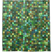Groene gelekte Abstracte vierkant patroonmozaïek Douchegordijn (Voorkant)
