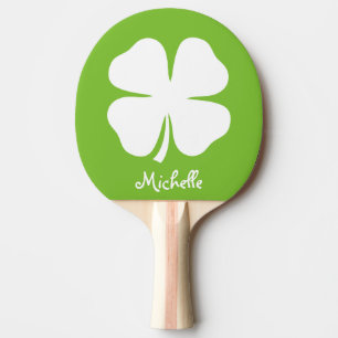 Groene gelukkige de pingpongpeddel van het tafeltennisbatje
