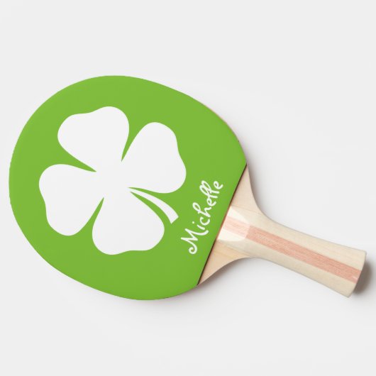Groene gelukkige klavertafel tennis ping pongpedde tafeltennisbatje (Zijkant)