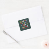 Groene Gelukkige Prettige Alles Kerst Sticker (Envelop)