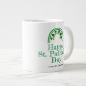 Groene gelukkige Shamrock hoefijzer St. Patrick's  Grote Koffiekop (Voorkant rechts)
