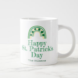 Groene gelukkige Shamrock hoefijzer St. Patrick's  Grote Koffiekop