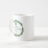 Groene gelukkige Shamrock hoefijzer St. Patrick's Koffiemok (Voorkant links)