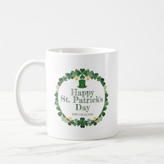 Groene gelukkige Shamrock hoefijzer St. Patrick's Koffiemok (Links)