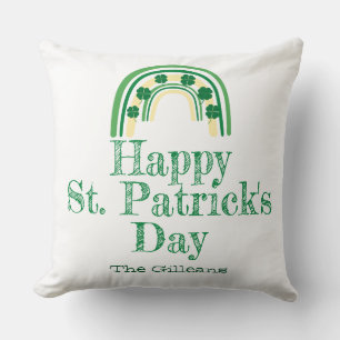 Groene gelukkige Shamrock hoefijzer St. Patrick's  Kussen