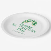 Groene gelukkige Shamrock hoefijzer St. Patrick's  Papieren Bordje (Gekanteld)