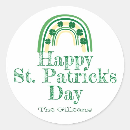 Groene gelukkige Shamrock hoefijzer St. Patrick's  Ronde Sticker (Voorkant)