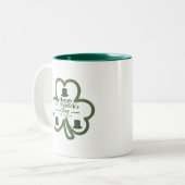 Groene gelukkige Shamrock Script St. Patrick's Day Tweekleurige Koffiemok (Voorkant links)