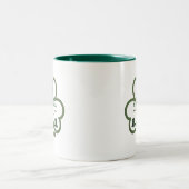 Groene gelukkige Shamrock Script St. Patrick's Day Tweekleurige Koffiemok (Center)