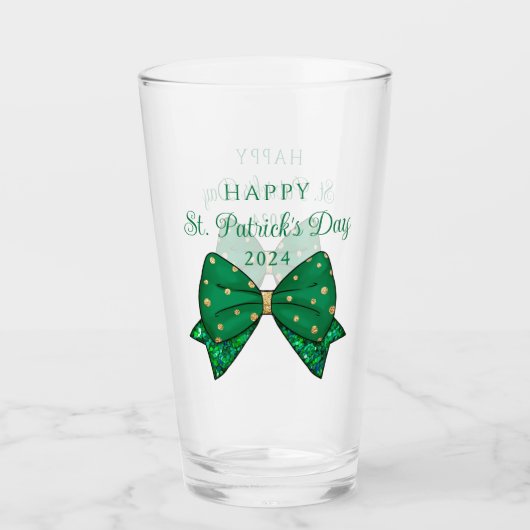 Groene Gelukkige St. Patrick's Dag 2024 Glas (Voorkant)