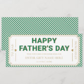 Groene gelukkige Vaderdag cadeaubon kaart (Voorkant / Achterkant)