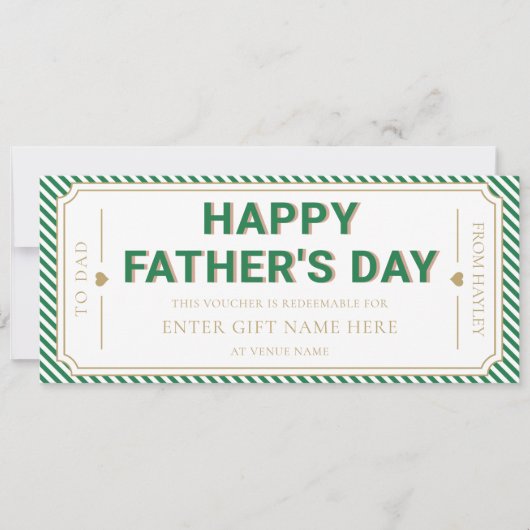 Groene gelukkige Vaderdag cadeaubon kaart (Voorkant)